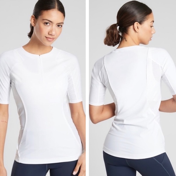 Athleta Tops - ATHLETA NEW PACIFICA II TEE SHIRT UPF PROTECTION WHITE MEDIUM
